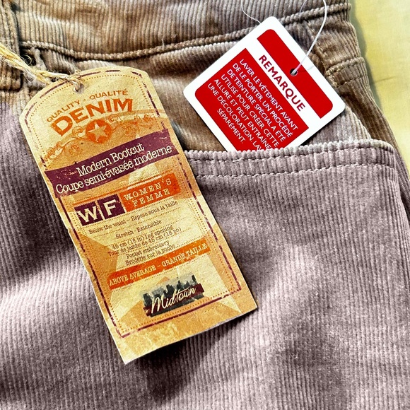 NEW PHOTOS! CORDUROYS, DENIM BOOTCUT, TAN, SIZE WOMEN 26W, STRETCH FABRIC, FLY - Picture 3 of 16